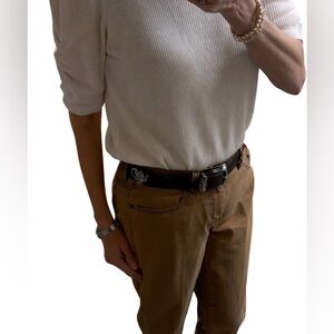 ✨ Vintage Brighton 1996 Croc Embossed Leather Teapot Belt